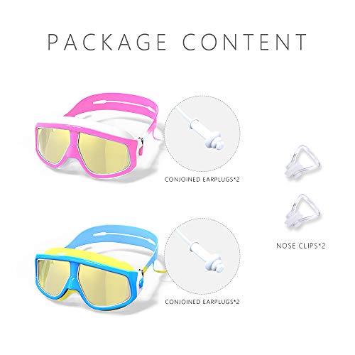 image for MOTOEYE Kids Swim Goggles Pack of 2,for Children and Early Teens,Boys 