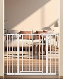 keny 29'-42.5' Baby Gate for Stairs, Auto Close Safety Dog Gate, Pressure Mounted Easy Walk Through Pet Gate for Doorways, Durable Stair Gate, 30' Tall, White