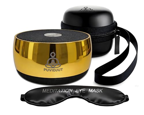 Image of Portable Electronic Tibetan Singing Bowl, 4 Healing Frequencies (417-639Hz)& Singing Bowl Tone - USB-C Rechargeable Meditation Musical Instrument for Yoga, Relaxation, Reiki, Chakra Balance Gold
