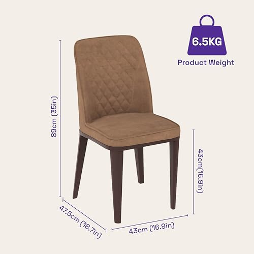Image of Wakefit Venza Metal Dining Chair - Napoli Tan