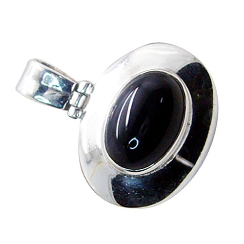 Pendentif onyx noir naturel et argent 925 de créateur pour femme chic