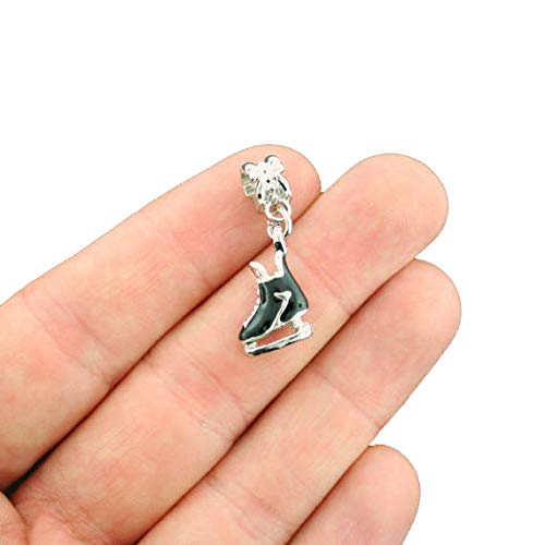 4 Ice Skate Silver Tone Enamel Charms 3D - E202