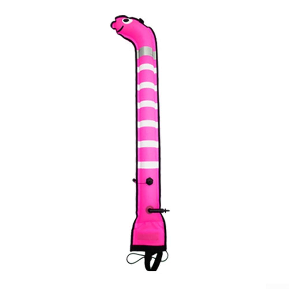 Scuba Diving SMB Marker Boa – 1,5 m × 15 cm / 1,2 m × 15 cm Nylon & Gomma a forma di anguilla di mare con strisce riflettenti per subacquei sotto il segnale (1,5 m x 15 cm rosa)