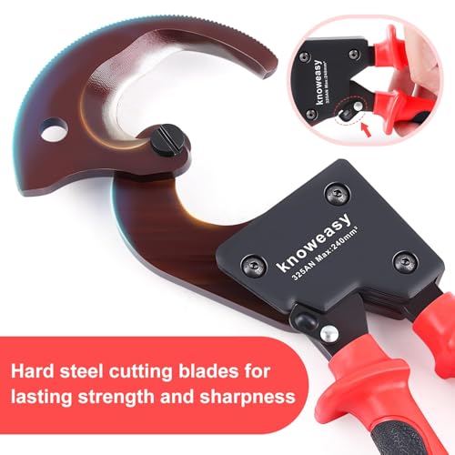 Image of Knoweasy 325AN Upgraded Ratcheting Cable Cutter for Aluminum and Copper Wire, Heavy Duty Manual Ratchet Wire Cutting Tool for Multi-core Cables up to 240mm and 500 MCM, Professional Industrial Grade