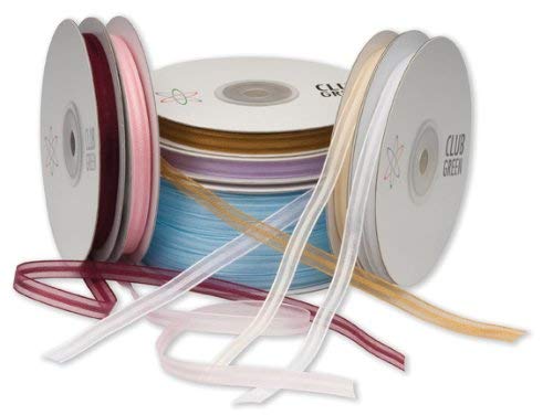 CLUB GREEN ORG.SQUARE STRIPE RIBBON 7MMX25M WHITE, Fabric, 11 x 11 x 1.65 cm, 11 x 11 x 1.6500000000000001 cm