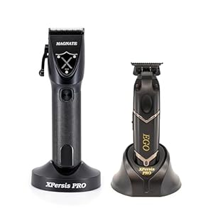 Pro Magnate DLC Fade Blade Hair Clippers for Mens,Barbers Professional Cordless Hair Clippers + Cordless Hair Trimmers with Charging Stand for Barbers and Professionals,Brushless and DLC Blade