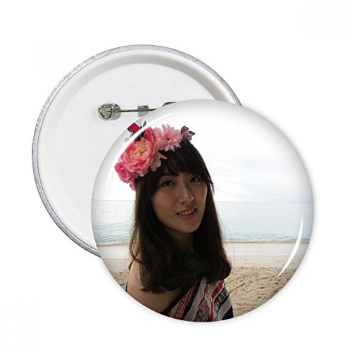 Cadeau multicolore badge bouton Ellie Yao motif mer et fleurs fille ronde pour amie, 5pcs M