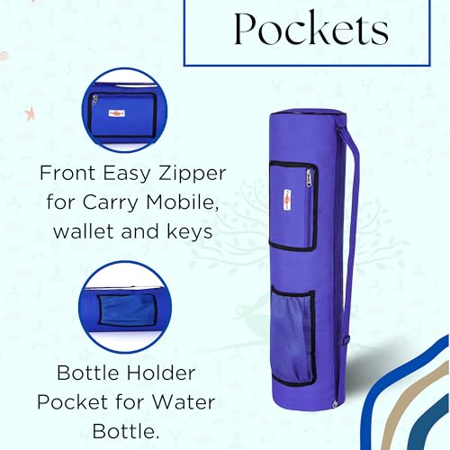 Image of Zipper Yoga Mat Bag for Meditation Mat's Cover Bag with Adjustable Shoulder Strap Waterproof Mate Carry Bags fit for 4mm to 8 mm Mats for Women and Men (Blue)