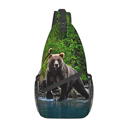 Sac à bandoulière imprimé ours marron Evealyn au format compact One Size ajustable