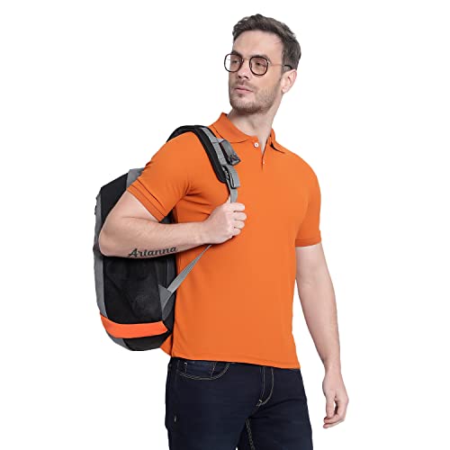 Image of Men's Poly Cotton-Matty Tshirt with Regular Fit Solid Pattern Half Sleeve Standard Length and Button Down Closure|Men's T-Shirts