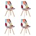 BenyLed Set di 4 Sedie per Sala da Pranzo con Schienale Rivestito in Tessuto di Lino Patchwork (Rosso, 4)