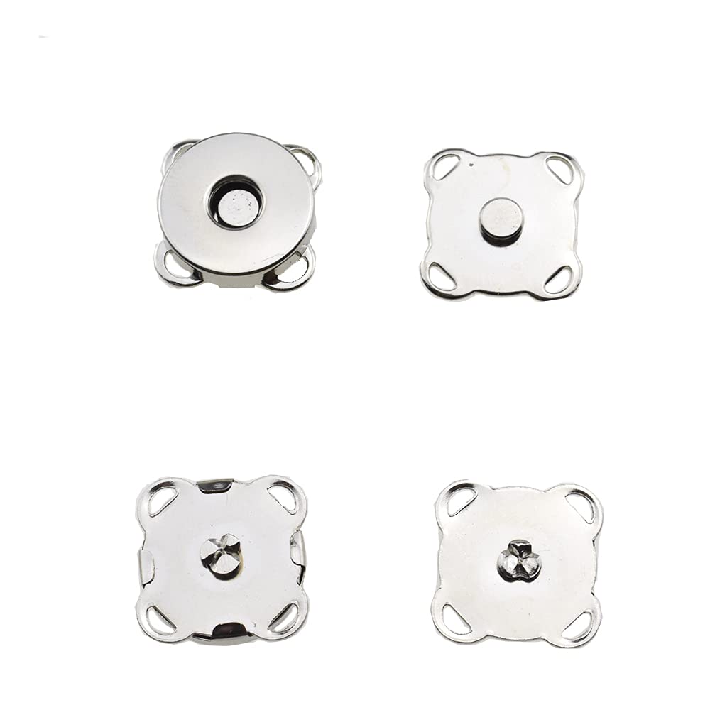 HAHIYO Botones magnéticos plateados de metal de 14,8 mm, fuerte unión, cierres de cierre fácil de coser, 12 piezas para cierres, hilo, bolsos de cuero, mochila, bolsa de lona