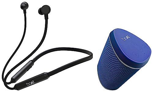 Image of boAt Rockerz 103 Pro Bluetooth in Ear Neckband with Beast Mode & Stone 170 5W Bluetooth Speaker with Upto 6 Hours Playback, TWS Feature, IPX6, Multifunction Buttons and SD Card Slot(Cobalt Blue)