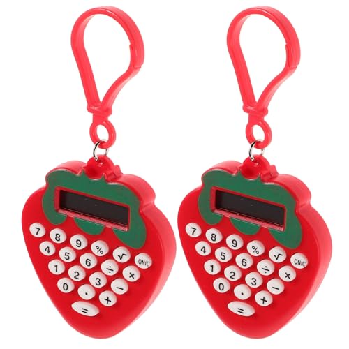 Calculadora mini de bolsillo con diseño de fresa roja en pack de 2 unidades para niños