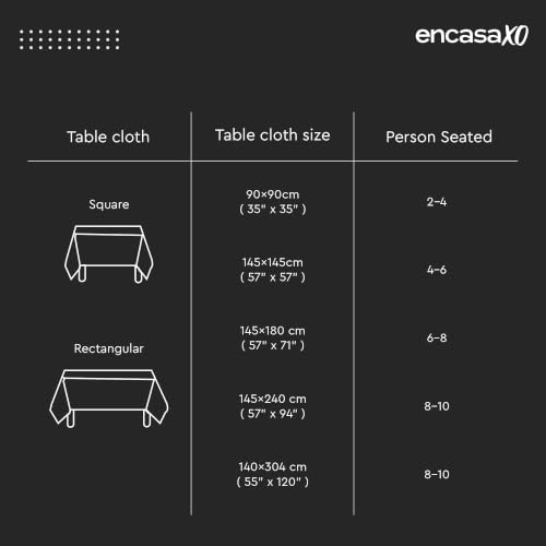 Image of Encasa XO Cotton Rectangular Table Cloth for 6 to 8 Seater | (145x240 cm) | Franca Beige Checks | Dining Tablecloth for Decoration