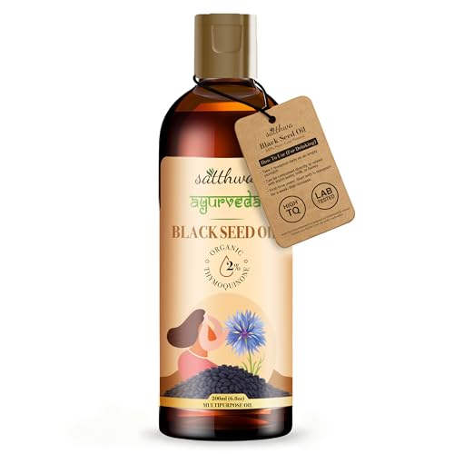 Image of Satthwa Organic Black Seed Oil - Edible - Cold-Pressed, 100% Pure Nigella Sativa Oil, High TQ, Nutrient-Rich for Immune, Hair & Skin Support - 200ml