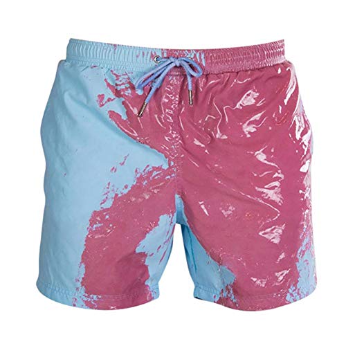 Bañador para niños que cambian de color, verano, para hombre, secado rápido, para playa, bañador de playa, color cambiante, Morado, X-Large
