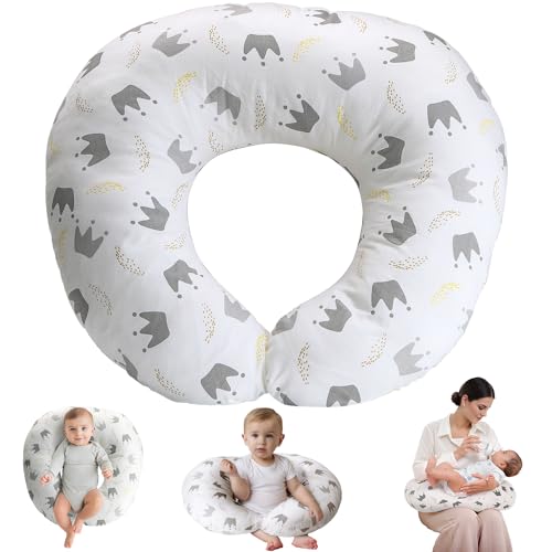 Cojines, BESSIO Almohada de Lactancia para Bebé Cojín Multiusos Posicionador Tejido de Mezcla de Algodón Incluye Cojín de Lactancia + Funda Removible