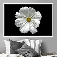 Framed Canvas Wall Art White Flower Portrait Bohemian Dark Dramatic Floral Multicolor Petal Photography Portrait - 16x24 inches
