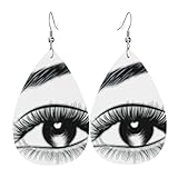 Eyelash Elegante Leder-Ohrringe, leicht, modisch, für Damen, Urlaubs-Ohrringe, Einheitsgröße, Leder-PU, kein Edelstein, One Size, Leder-PU-Kunstleder, Kein Edelstein