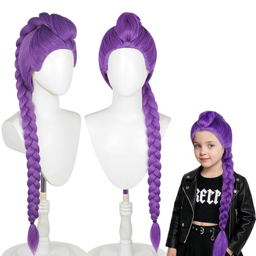Ru-mi Costume Wig Cosplay for Kids 24Purple Hair Extensions Ru-mi Costume Wigs H-unters Costume Purple Braided Wigs Synthetic Fiber Realistic Anime Costume Wig For Kids Halloween Carnival Party Anime