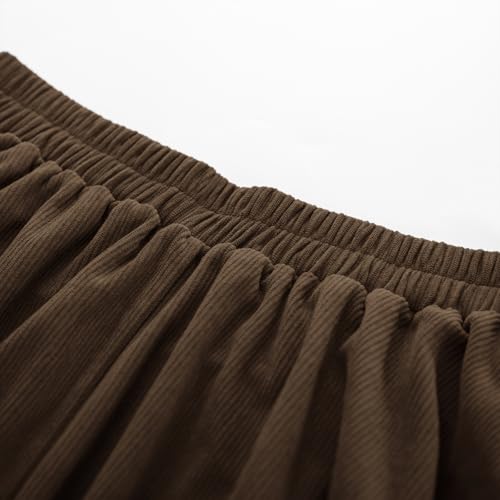 Image of Belle Poque Corduroy Skirt for Women A-Line Flared Swing Skirt Midi High Waist Skirts
