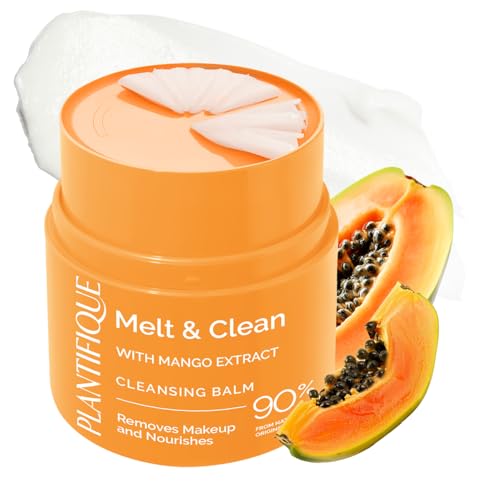 PLANTIFIQUE Balsamo Desmaquillante Facial Coreeno con Extracto de Papaya, Acido Hialurónico y Ceramida - Limpiador Todo Tipo de Piel, Cleansing Balm 40 g