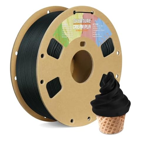 OVERTURE Cream PLA Filament, Cardboard Spool, Premium PLA 1kg(2.2lbs), Dimensional Accuracy 99% Probability +/- 0.03mm,Fit Most FDM Printer (Cream Black) Cover