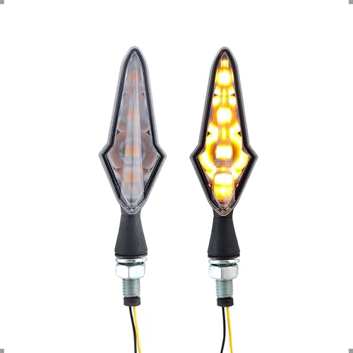 BAR AUTOTECH | バイクウィンカー 流れるウインカー シーケンシャル LED 方向指示器 高輝度 車検 汎用 ユニバーサル 防水 2個セット (ナイトブレード)