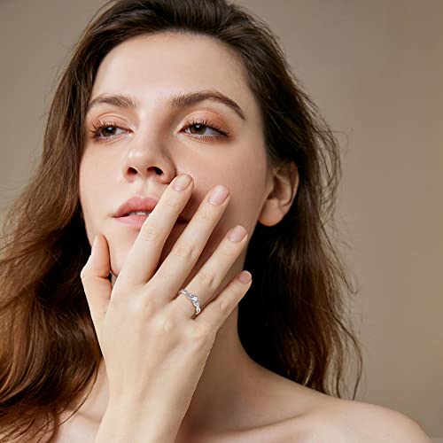 FJ Engagement Ring for Women 18K White Gold Plated 925 Sterling Silver Promise Ring Anniversary Wedding Proposal Ring Eternity Ring for Her - Image 5