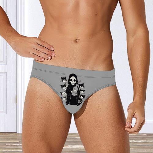 Cat Skull Death Men's Swimsuit Bikini Briefs Swim Underwear Stretchy Swimwear2