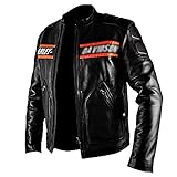 HD Bill Goldberg Men's Black Motorbike Cowhide Leather Jacket With Patches (XS)