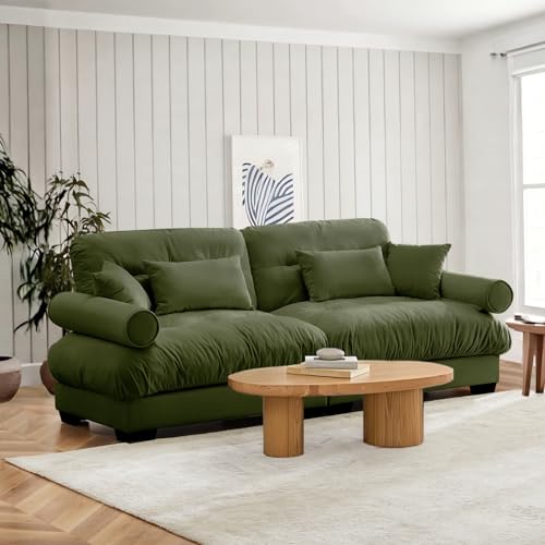 Image of SoarFlash Modern Living Room Velvet Recliner Sofa Small Sofa, Loveseat Sofa for Apartment, Green