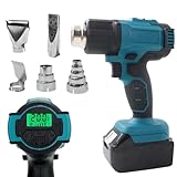 VRTYVEYBB Tragbares schnurloses Heißluftgebläse 300 W für 21 V Akku, LCD-Digitalanzeige mit...