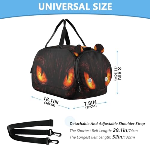 YETTASBIN Sport Travel Duffel Bag for Girls Boys, Evil Eye Large Waterproof Weekender Overnight Bag, Detachable Shoulder Strap Gym Bag with Shoe Compartment & Wet Pocket3