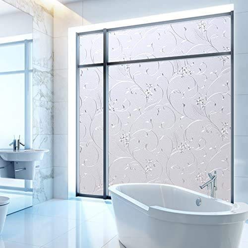 Niviy Static Cling Non-Adhesive Window Film Frosted Glass Film Bathroom Door Glass Decoration Window Film Privacy Covering (23.6"x 157")