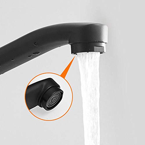 Robinet d'évier de cuisine mural noir mitigeur laiton rotatif eau chaude