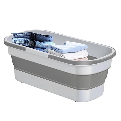 Youding Cubo para fregona, 1200 ml, Plegable para Fregadero con Ruedas y 2 Asas, Lavado portátil, cubo de Limpieza Rectangular Multiusos