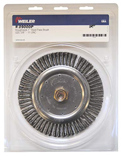 Image of Weiler 09000P Roughneck 7 inch Root Pass Weld Cleaning Brush, .020 inch Steel Wire Fill, 5 /8 inch-11 UNC Nut, Retail Pack, Made in The USA (Pack of 5)