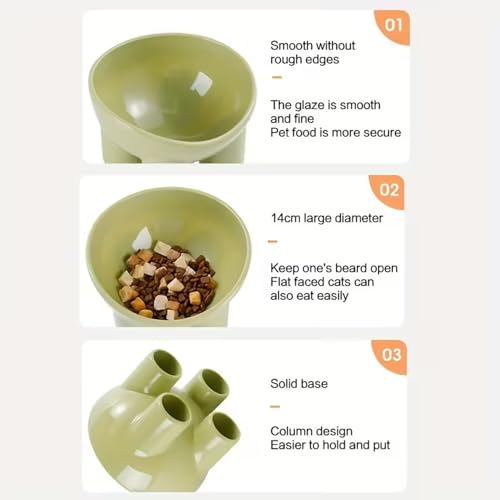 Image of Cature Elevated Cat Feeding Bowl | Raised Tilted Food & Water Bowl for Cats | Anti-Vomiting, Neck Protection Design | Durable Pet Feeding Dish (Color May Vary)