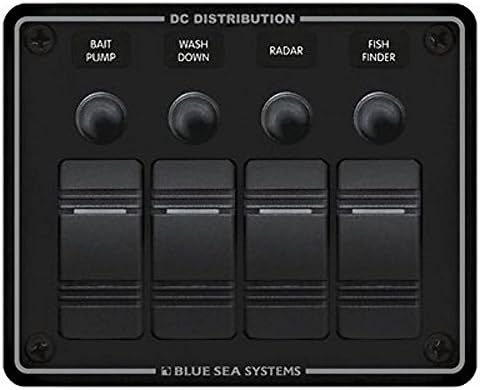 Blue Sea Systems 8372 Water Resistant Circuit Breaker Panel 4 Position-Black