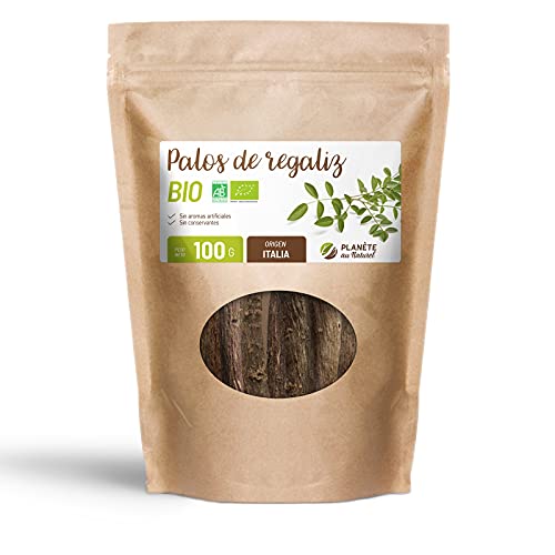 Regaliz de Palo Orgánico - 100g - Raíz de regaliz seca pura de Calabria - Agricultura Ecológica