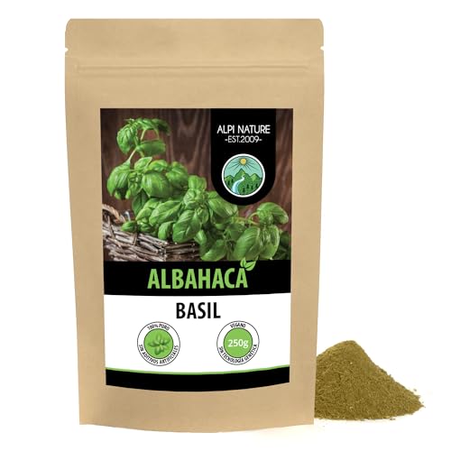 Alpi Nature Albahaca Seca 250g, Hojas de Albahaca Secas y Molidas, Condimento Italiano