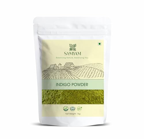 SAMYAM Polvo de índigo natural - Paquete de 1 kg | Tinte natural para el cabello, sin químicos ni PPD