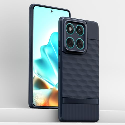 Image of Pikkme Back Cover for Motorola Moto Edge 60 5G / Motorola Moto Edge 60 Fusion 5G Soft Grip 3D Hexa Cube Texture Silicone Bumper Case (Blue)