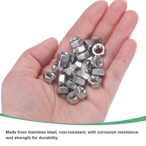 M METERXITY 200-Pack Metric Hex Nuts M6 x 1mm Thread Stainless Steel Hexagon Nut Hex Nut Metric Nuts for Machinery/Automotive/Repair/Industrial - Image 2