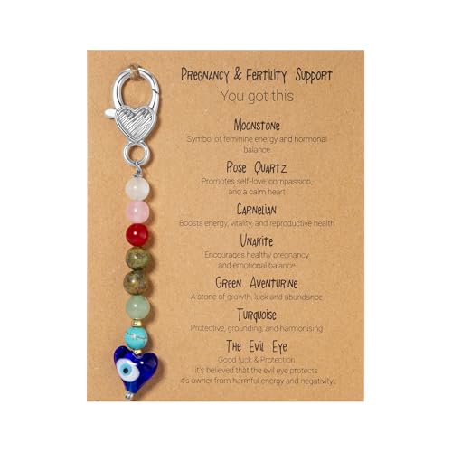 RareLove Fertility Support Infertility Gifts for Women Healing Crystals Evil Eye Protection Charm Beaded Keychain Ivf Must Haves You Got This Healthy Pregnancy Gifts