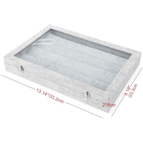 BIENSER Earrings Organiser, Velvet Clear Lid Earring Holder & 40 Pairs Earrings Storage Box, Jewellery Boxes Display Showcase Case Lockable, Dustproof, 13.14"(L) X 9.18"(W) - Cosy Home Interiors BIENSER Earrings Organiser, Velvet Clear Lid Earring Holder & 40 Pairs Earrings Storage Box, Jewellery Boxes Display Showcase Case Lockable, Dustproof, 13.14"(L) X 9.18"(W) - Image 2