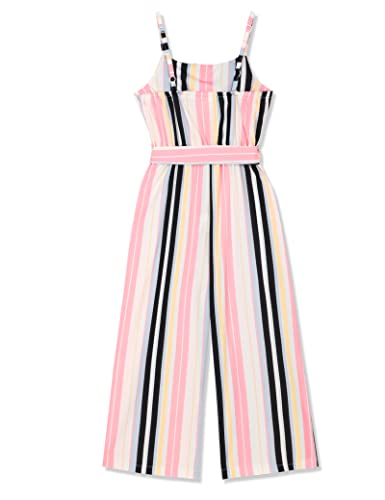 Crazyme Girls Jumpsuit Striped Sleeveless Girl Casual Rompers Suspender Wide Leg Pants With Belt Jumpsuit For Girls 4-13Y #TOP1