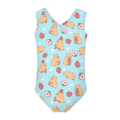 Image of One Piece Swimsuit Girls Kids Bathing Suit V Neck Wide Shoulder Strap Toddler Beach Swimwear for 3-14 Years